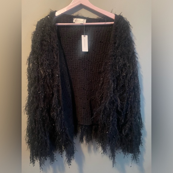 Anthropologie Black Fringe Cardigan - Picture 4 of 8